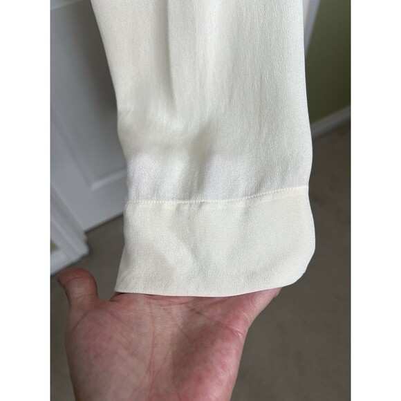 Talbots 100% Pure Silk Vintage Cream Light Academia Boxy Fit Blouse Size 16 - Picture 5 of 11